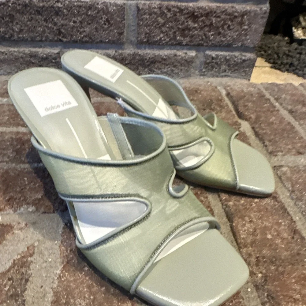 Dolce Vita Womens Sandals Green Mesh Open-Toe Slide Square Toe Size 6 #498